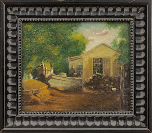 Joseph Clinton Devillis (American, 1878-1912) Oil On Wood Panel, The Shanty, H 5.25'' W 6.25''