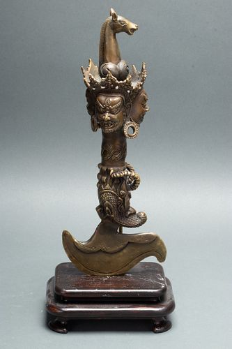 Tibetan Bronze Sculpture, H 12", W 5", Hayagriva Phurba