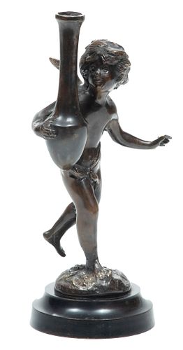 Bronze Sculpture Of A Cherub, 20th C.,, H 10.25'' W 5''
