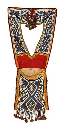 Native American Beaded Bandolier Bag, C. Late 19th C., W 11'' L 33.75''