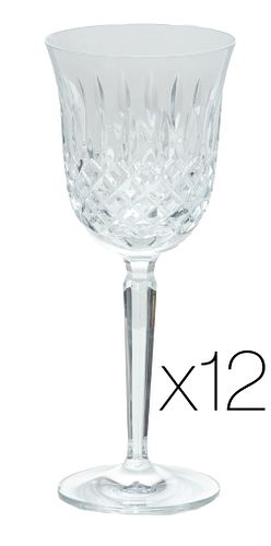 Waterford (Irish, 1783) 'Kelsey' Crystal Water Goblets, H 8.5'' Dia. 3.5'' 12 pcs