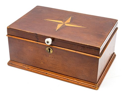 Mahogany Hinged Box, H 5.5'' W 12'' Depth 8''