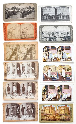 Stereoscopic Cards C. 1900, 30 Pieces, H 3.5'' W 7''
