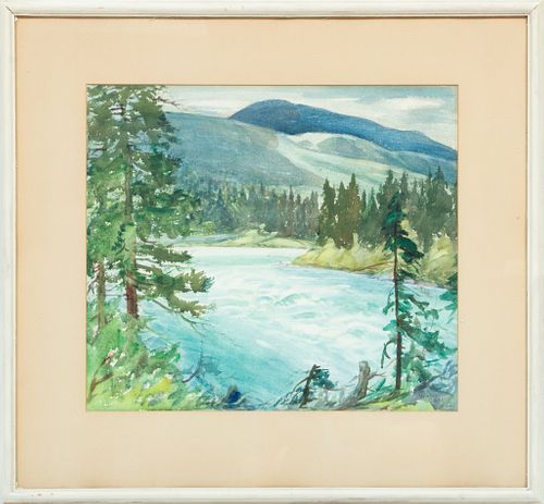 Newton Brett, Manitoba, Canada 1889 - 69 Watercolor C. 1954, Manitoba Landscape, H 12.5'' W 17.5''