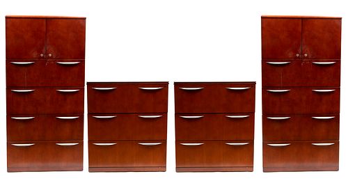 Cherry Finish Filing Cabinets Set Of Four H 71'' W 36'' Depth 24''