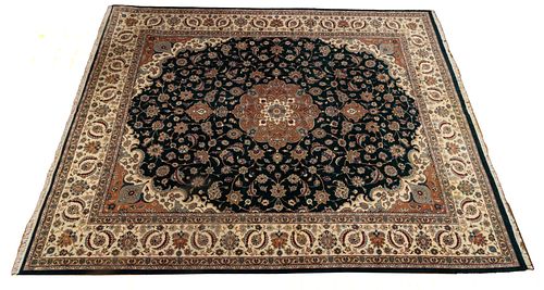 Indo-Persian Handwoven Wool Rug, W 9' L 11' 10''