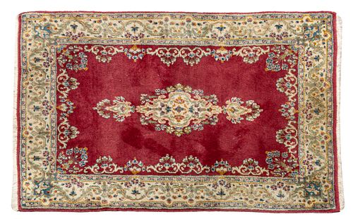 Persian Kerman Hand Made Wool Oriental Rug Approx 4' X 6'.