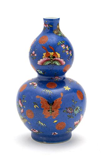 Chinese Porcelain Double Gourd Vase, H 9", Dia 5"