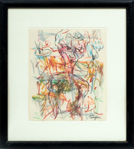 Jack Faxon, USA, 1936 -10, Pastel, Abstract Portrait H 16'' W 14''