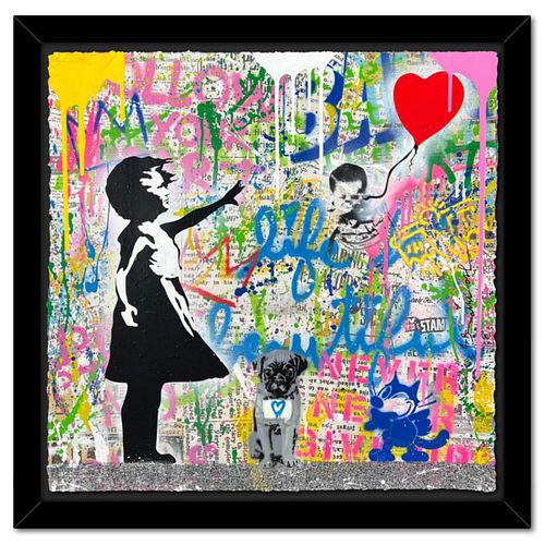 Mr. Brainwash, "Balloon Girl" Framed Mixed Media Original, Hand Signed with Certificate of Authenticity.