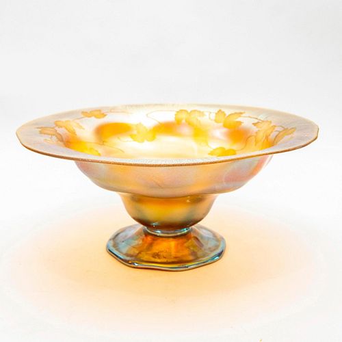 Louis Comfort Tiffany Favrile Glass Large Footed Bowl