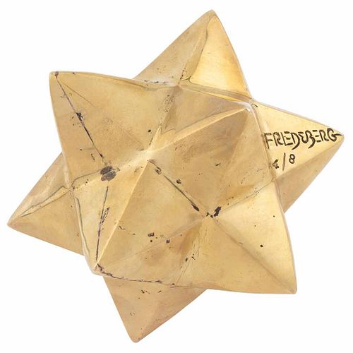PEDRO FRIEDEBERG, Estrella diezpicuda dormida, Firmada, Escultura en bronce a la cera perdida 4/8, 10 x 10 x 10 cm,Copia de certificado