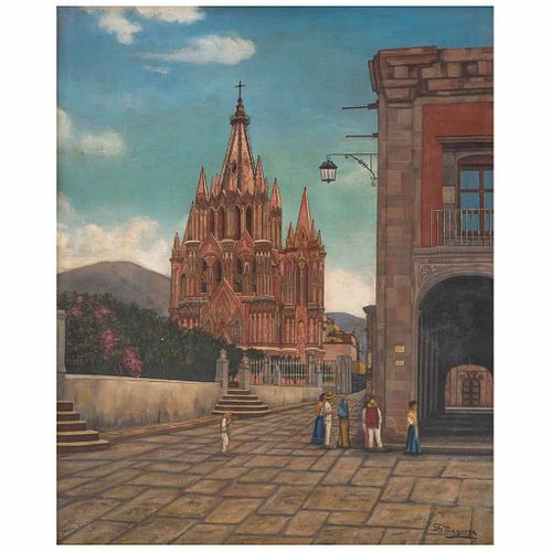GUILLERMO GÓMEZ MAYORGA, San Miguel de Allende, Firmado, Óleo sobre tela, 95 x 77 cm, Con constancia