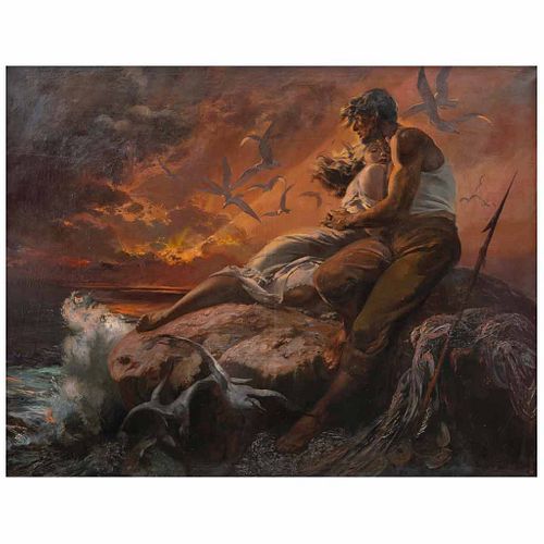 JAIME SADURNÍ, La tormenta, Sin firma, Óleo sobre tela, 153 x 199 cm