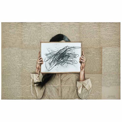 GABRIELA GONZÁLEZ LEAL, Dualidad, Firmado y fechado 2013, Mixta y collage sobre papel, 70 x 106.5 cm, Con certificado