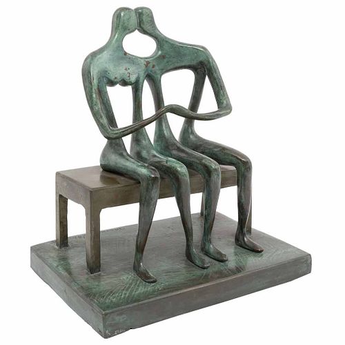 MARCELO MORANDÍN, Sin título, Firmada y fechada 86, Escultura en bronce P / A, 24 x 24 x 16.5 cm