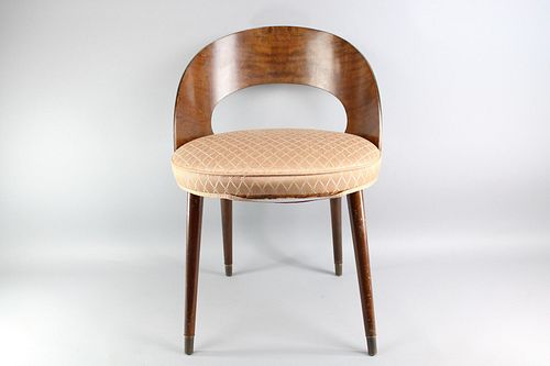 Mid-Century Modern Bentwood Low Back Chair, Antonin Suman Style