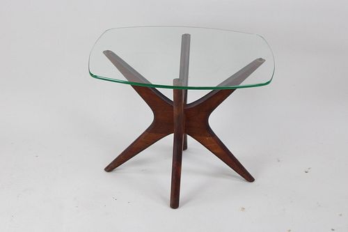 Adrian Pearsall Jacks Walnut Glass Side Table
