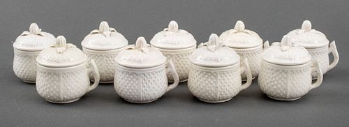Italian White Glazed Ceramic Custard Cups, 9