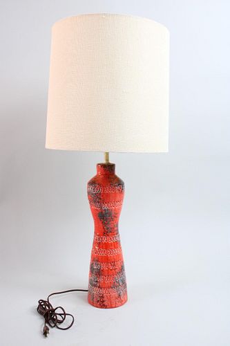 Aldo Londi for Bitossi Red Raymor Table Lamp
