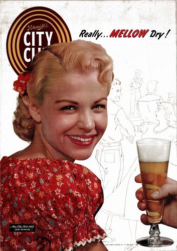 1952 Miss City Club Beer "Party" poster Sign Saint Paul Minnesota