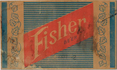 1960 Fisher Beer Sign Cardboard Case Panel Salt Lake City Utah