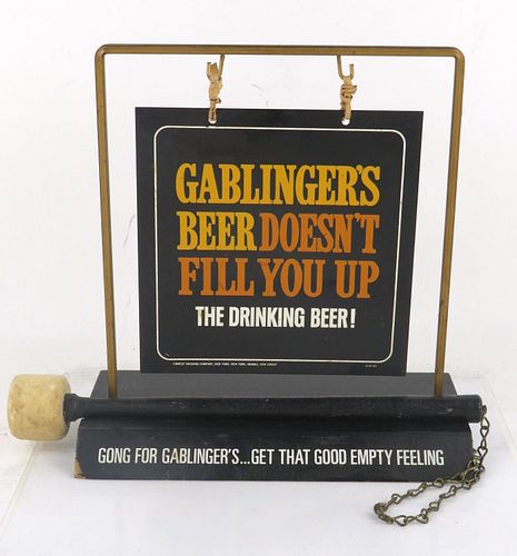 1971 Gablinger's Beer Gong Backbar Sign Orange New Jersey