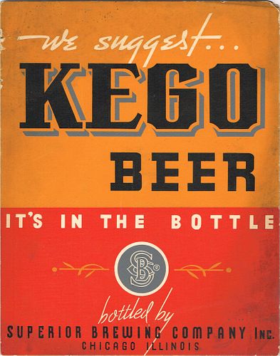 1933 Kego Beer Easel-Back Sign Chicago Illinois