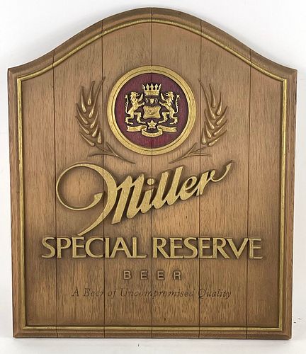 1982 Miller Special Reserve Beer Plastic Sign Milwaukee Wisconsin