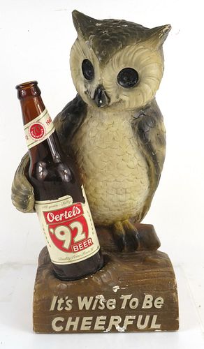 1960 Oertel's '92 Beer Plaster Owl Plaster sign Louisville Kentucky