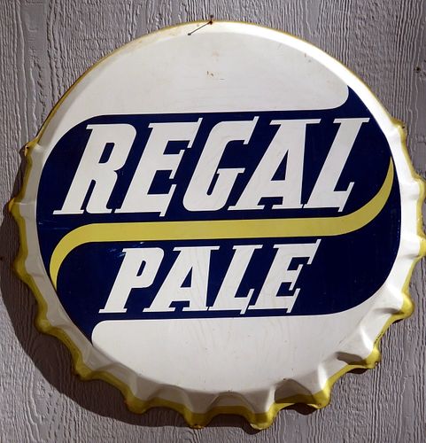 1956 Large Regal Pale Beer Bottle Cap Outdoor Embossed Sign San Francisco California