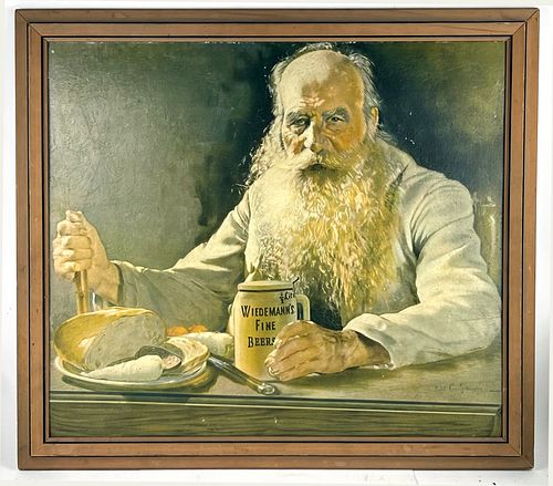 1940 Wiedemann's Beers "Age Old Goodness" Sign Newport Kentucky