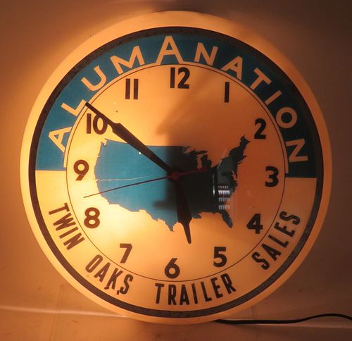 1960 Alumination Twin Oaks Trailer Sales Clock 