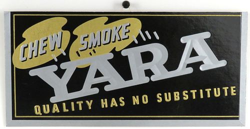 1930 Yara Tobacco String-Hung Cardboard Sign 