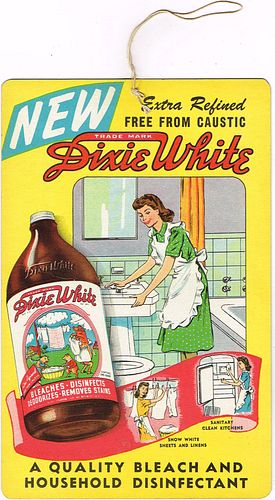 1950 Dixie White Bleach Fan Pull Sign 