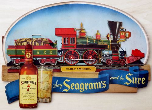 1950 Seagram's 7 Crown Whiskey "The General" Locomotive Sign 