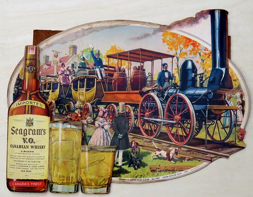 1950 Seagram's VO Whiskey "De Witt Clinton" Locomotive Sign 