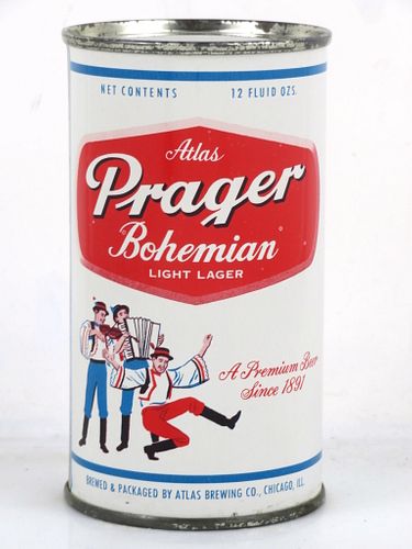 1957 Atlas Prager Beer 12oz 32-27.1 Flat Top Can Chicago Illinois