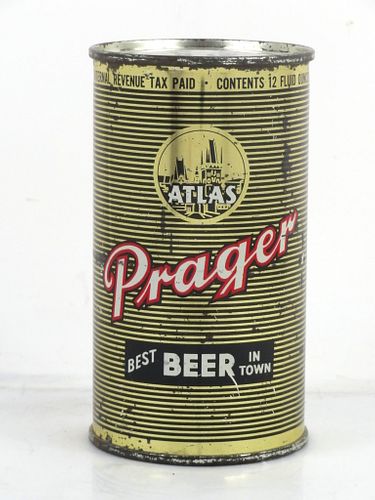 1948 Atlas Prager Beer 12oz 32-21 Flat Top Can Chicago Illinois