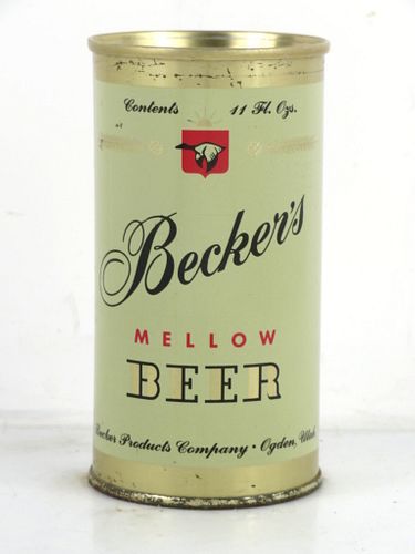 1959 Becker's Beer (Dull Gold) 11oz 35-30 Flat Top Can Ogden Utah