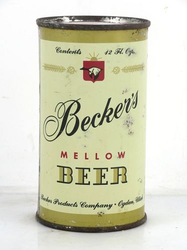 1955 Becker's Mellow Beer 12oz 35-29 Flat Top Can Ogden Utah