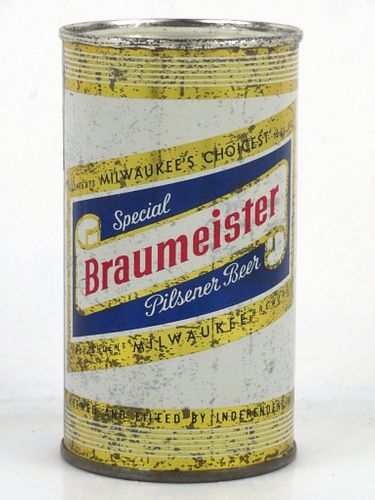 1958 Braumeister Pilsener Beer 12oz 41-15 Flat Top Can Milwaukee Wisconsin