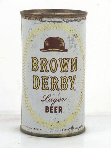 1960 Brown Derby Lager Beer 12oz 42-13a Flat Top Can Los Angeles California