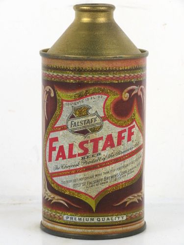 1950 Falstaff Beer 12oz 162-03 High Profile Cone Top Can Omaha Nebraska