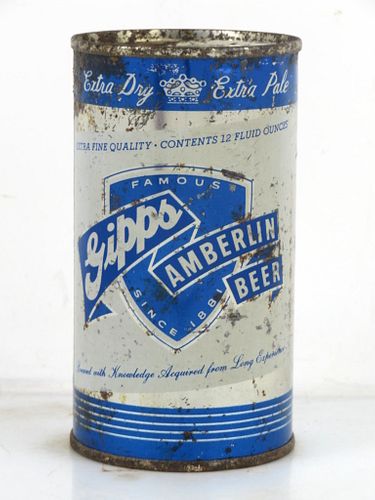 1961 Gipps Amberlin Beer 12oz 69-40 Flat Top Can Chicago Illinois