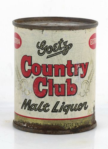 1954 Goetz Country Club Malt Liquor 8oz 7 to 8oz Can 240-19.1 Flat Top Can St. Joseph Missouri