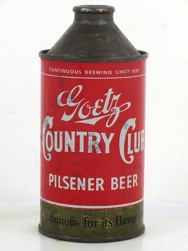 1946 Goetz Country Club Pilsner Beer 12oz 165-13.1 High Profile Cone Top Can St. Joseph Missouri