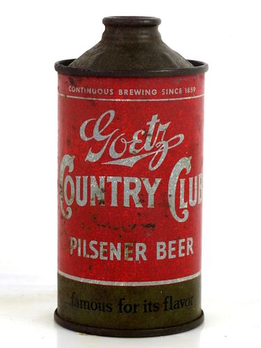 1936 Goetz Country Club Pilsner Beer 12oz 165-12v Unpictured Low Profile Cone Top Can St. Joseph Missouri