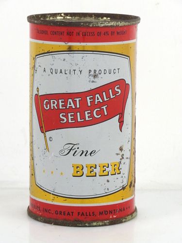 1960 Great Falls Select Fine Beer 12oz 74-24.2 Flat Top Can Great Falls Montana
