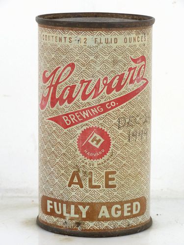 1946 Harvard Ale 12oz 80-27 Flat Top Can Lowell Massachusetts